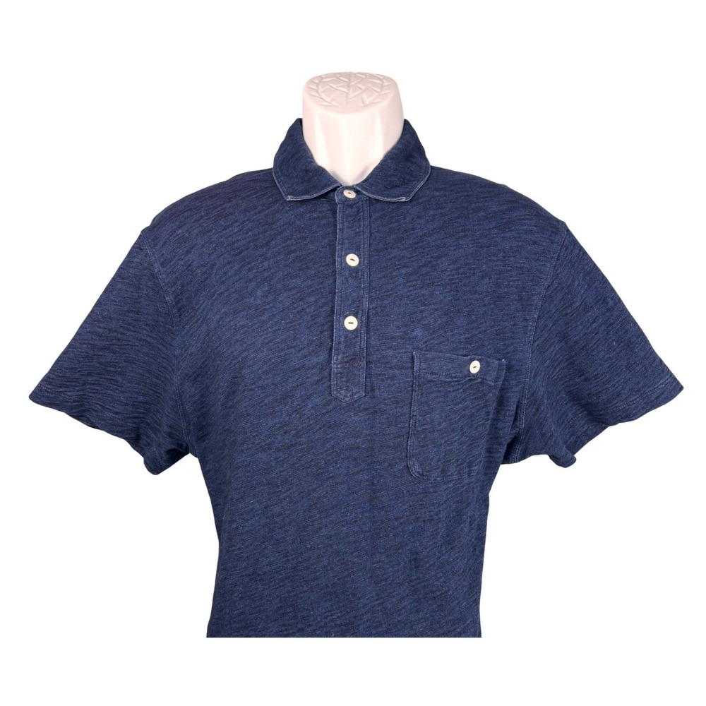 Wallace‎ & Barnes Indigo Slub Jersey Polo Shirt Mens XL Blue Short Sleeve J.Crew